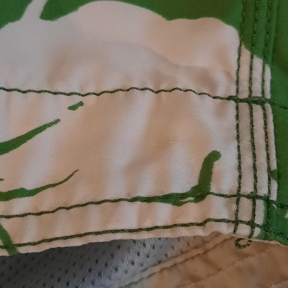 Vtg Abercrombie & Fitch Swim‎ Trunks Mens 36? Green Hawaiian Y2K Cargo Lined